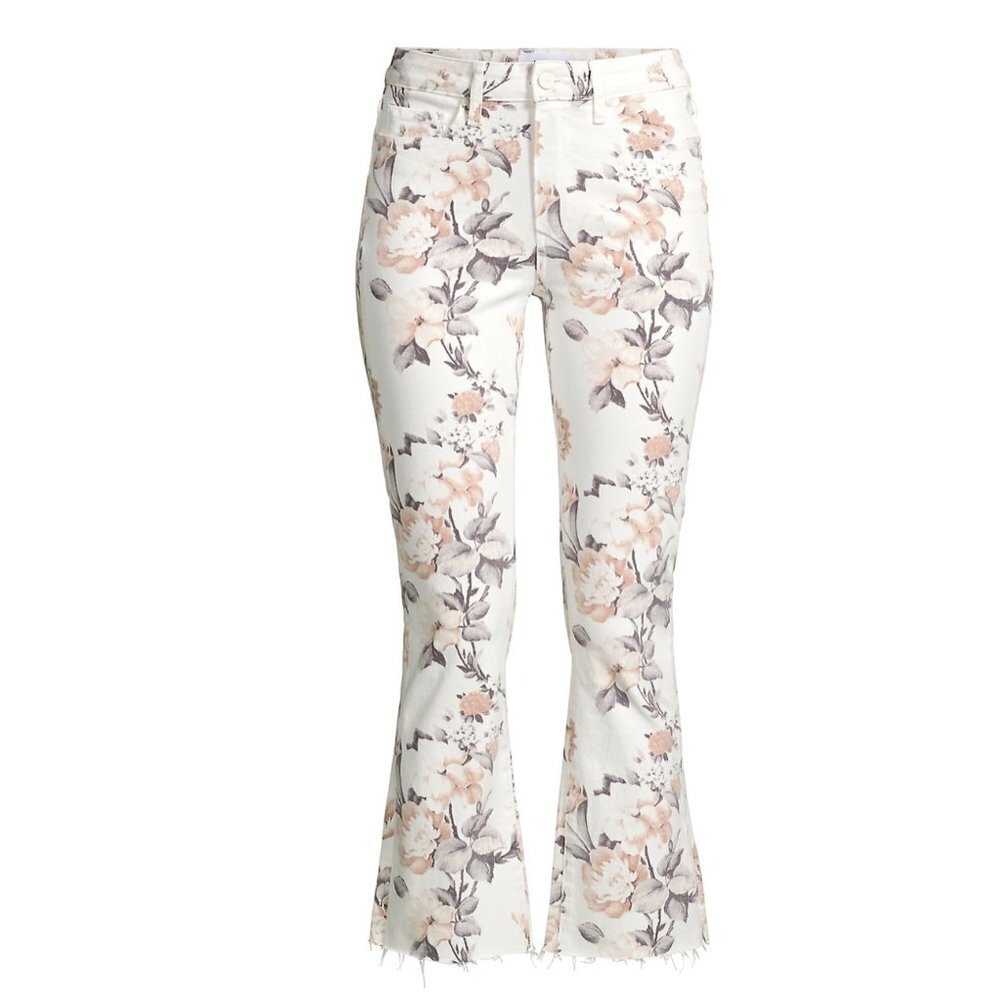 Paige Women's Size 24 Desert Wild Flower Jeans Floral Colette Crop Flare Denim